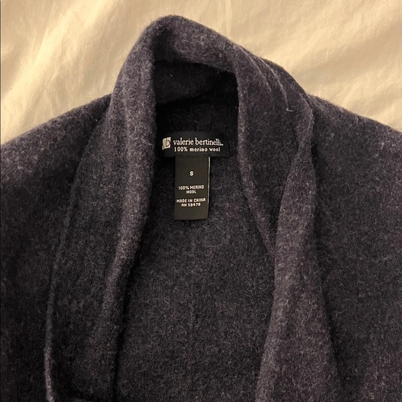 Merino Wool Navy Open Front Sweater - Picture 3 of 5